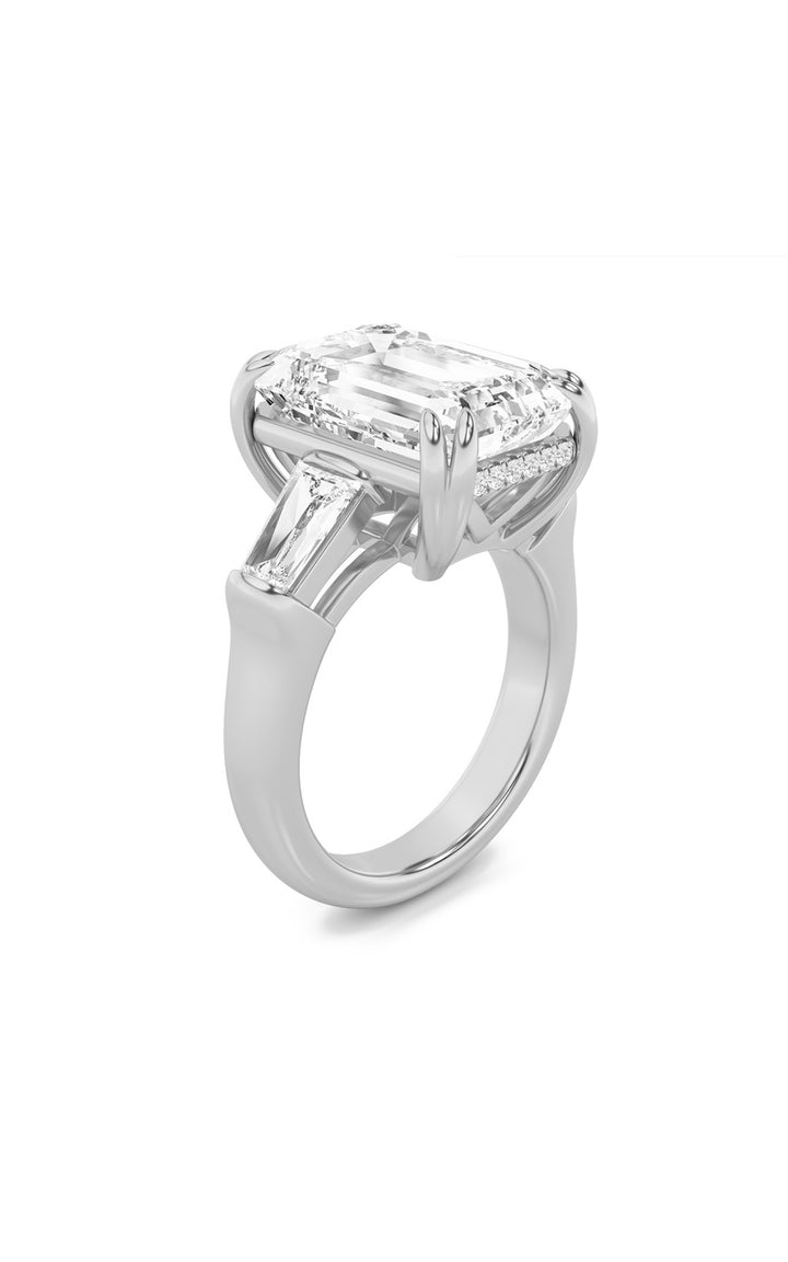 9Cttw Emerald Shaped Lab Grown Diamond (F/VS) Bold Statement Accented Ring in 14K Gold