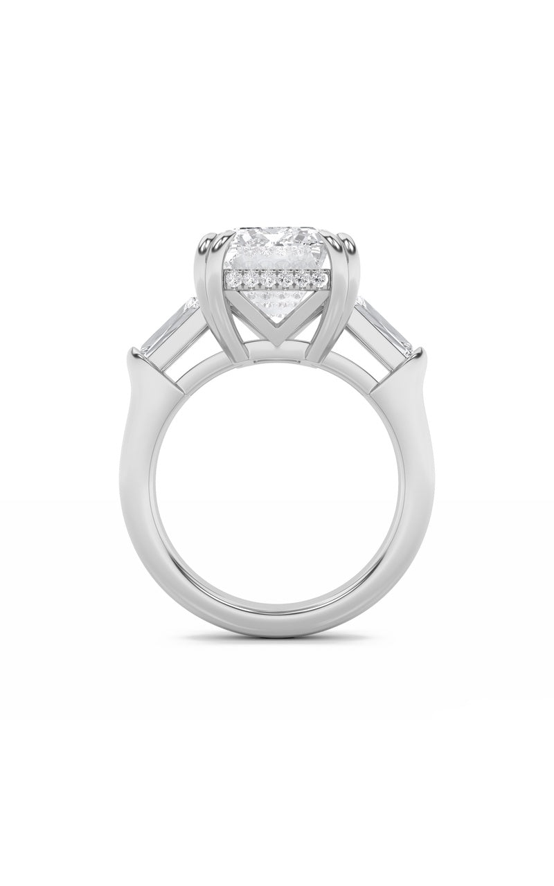 9Cttw Emerald Shaped Lab Grown Diamond (F/VS) Bold Statement Accented Ring in 14K Gold