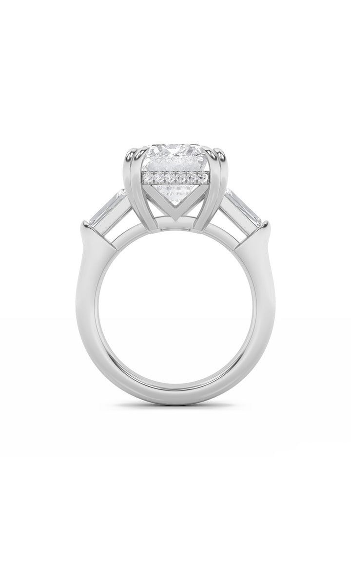 9Cttw Emerald Shaped Lab Grown Diamond (F/VS) Bold Statement Accented Ring in 14K Gold