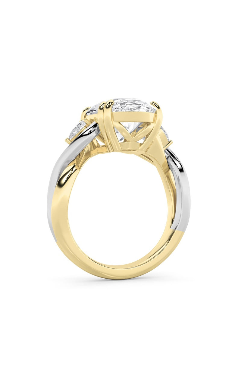 6.25Cttw Oval Shaped Lab Grown Diamond (F/VS) Bold Accented Engagement Ring in 14K Gold