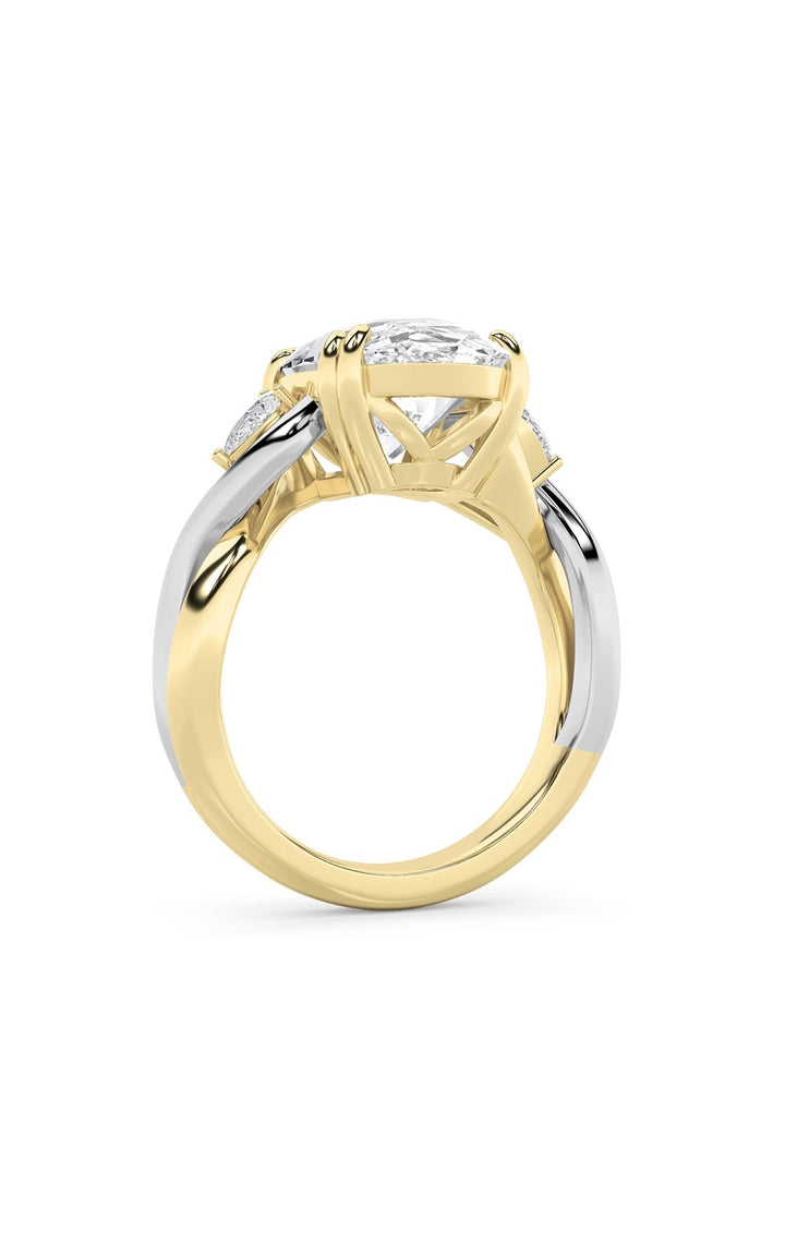 6.25Cttw Oval Shaped Lab Grown Diamond (F/VS) Bold Accented Engagement Ring in 14K Gold