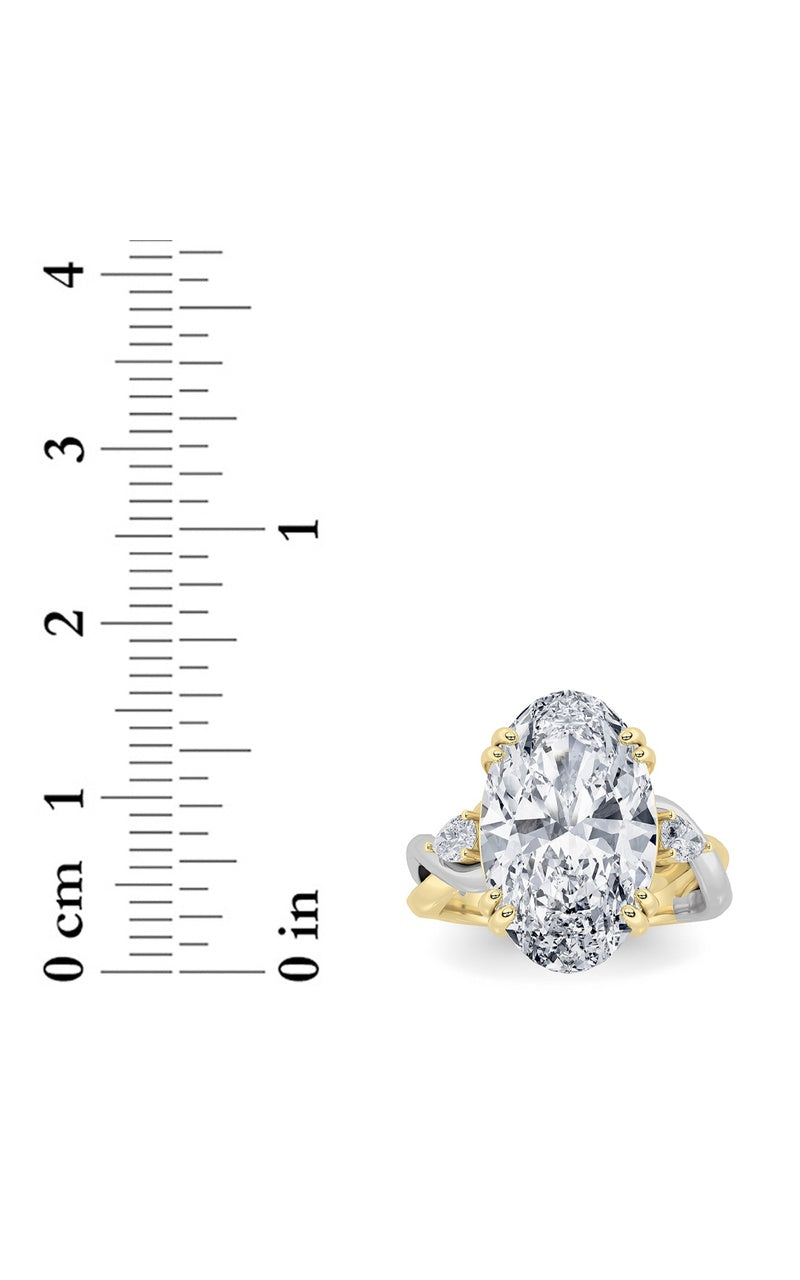 6.25CTW Oval Shaped Lab Grown Diamond (F/VS) Bold Accented Engagement Ring in 14K Gold