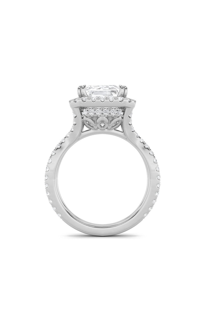 8Cttw Emerald Shaped Lab Grown Diamond (F/VS) Bold Statement Accented Ring in 14K Gold