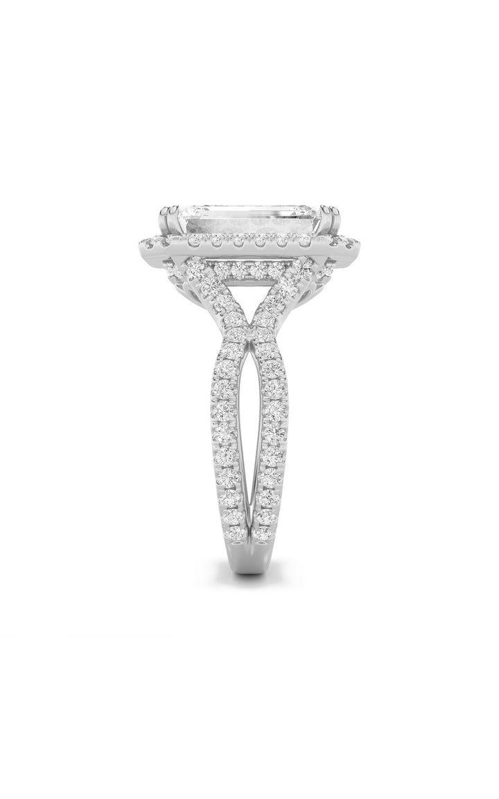 8Cttw Emerald Shaped Lab Grown Diamond (F/VS) Bold Statement Accented Ring in 14K Gold