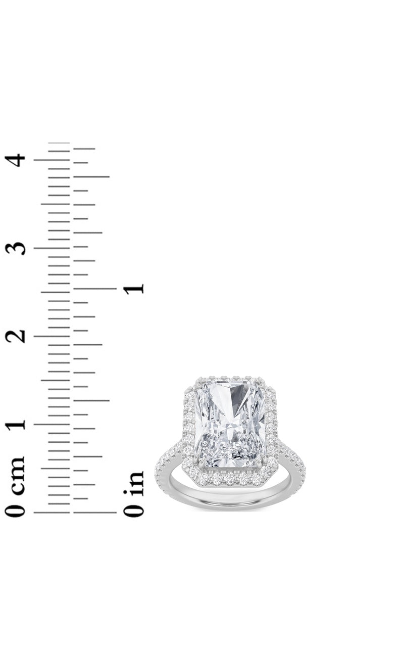 6CTW Radiant Shaped Lab Grown Diamond (F/VS) Bold Accented Engagement Ring in 14K Gold