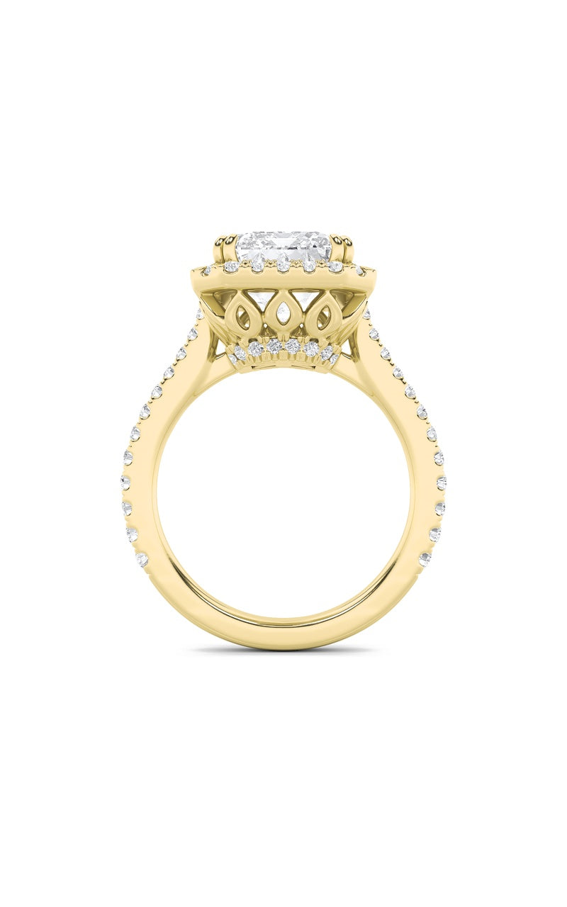 6CTW Radiant Shaped Lab Grown Diamond (F/VS) Bold Accented Engagement Ring in 14K Gold
