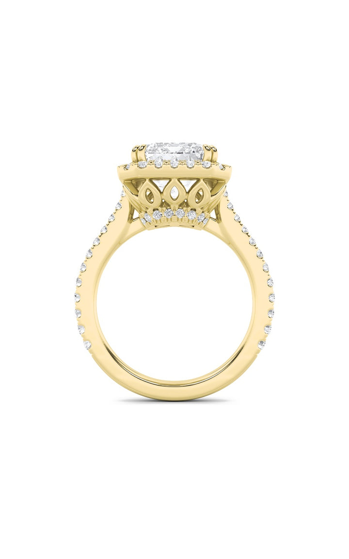 6CTW Radiant Shaped Lab Grown Diamond (F/VS) Bold Accented Engagement Ring in 14K Gold