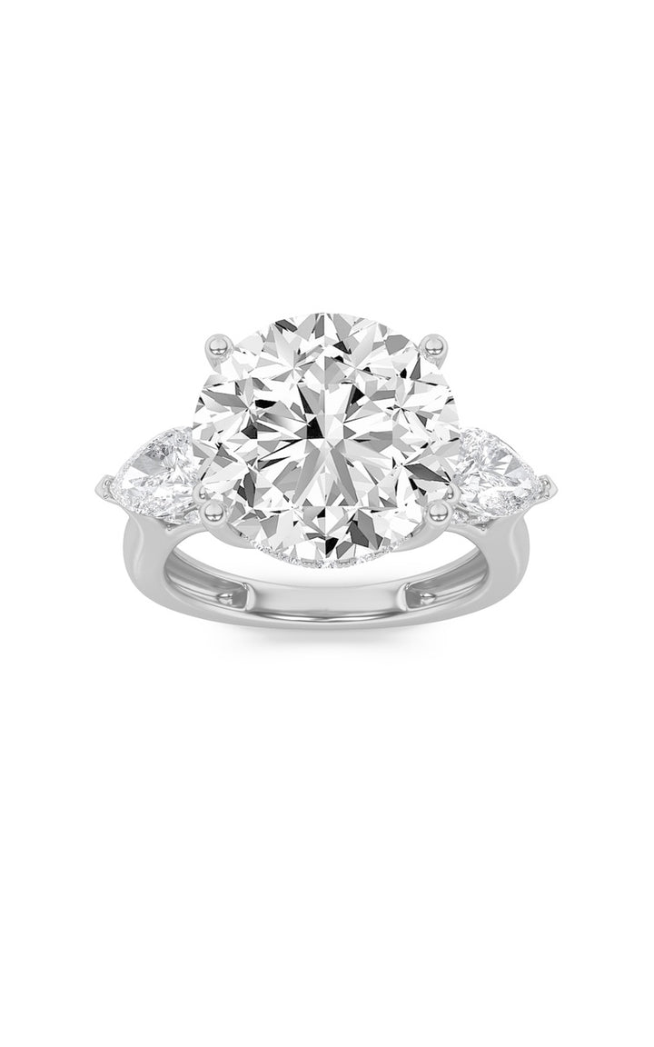 7.25CTW Round Shaped Lab Grown Diamond (G/VS) Bold Accented Engagement Ring in 14K Gold