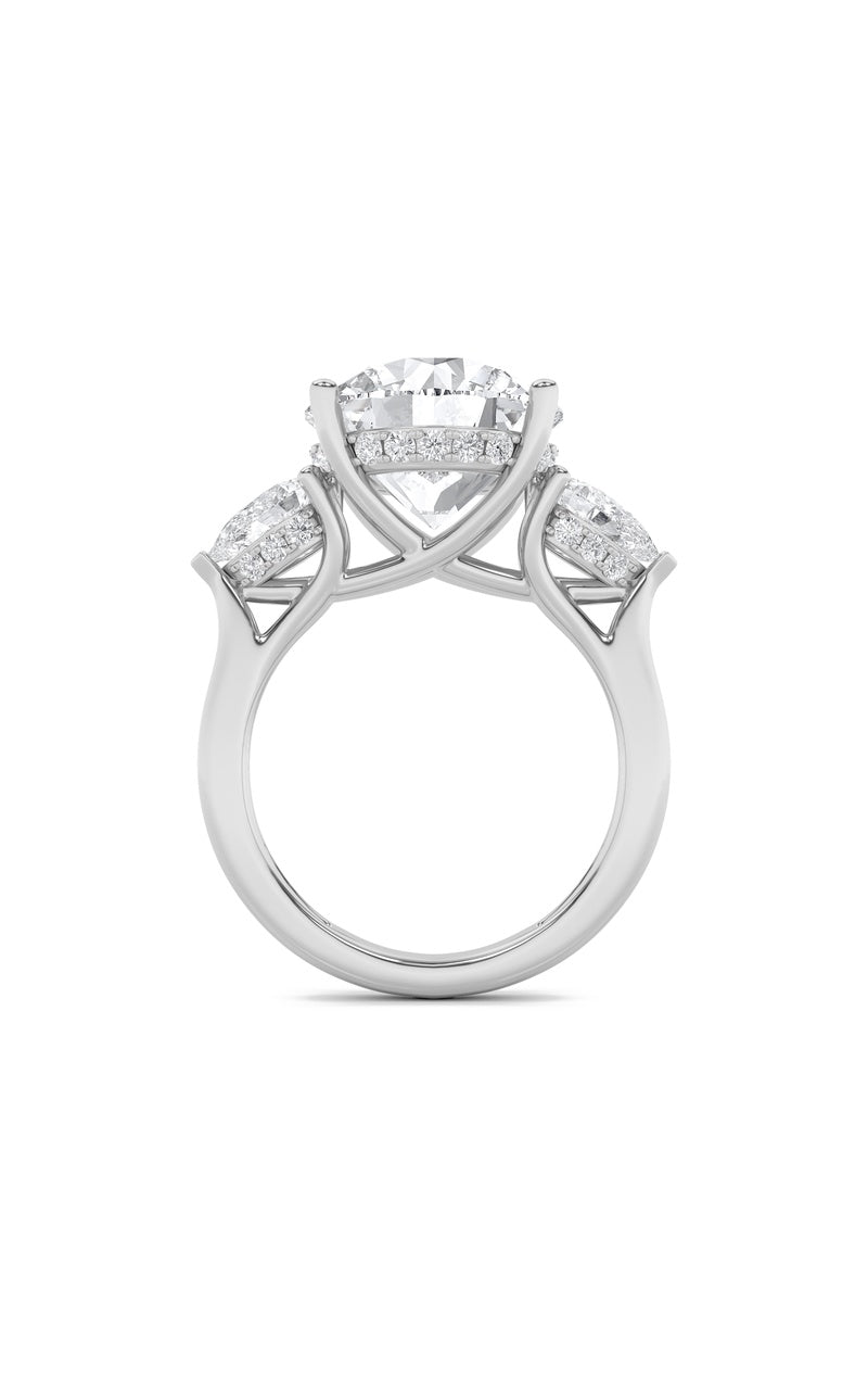 7.25CTW Round Shaped Lab Grown Diamond (G/VS) Bold Accented Engagement Ring in 14K Gold