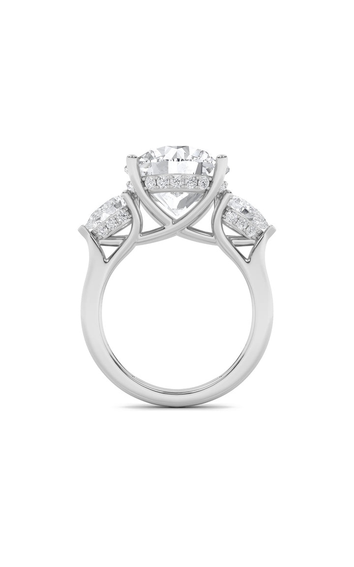 7.25CTW Round Shaped Lab Grown Diamond (G/VS) Bold Accented Engagement Ring in 14K Gold