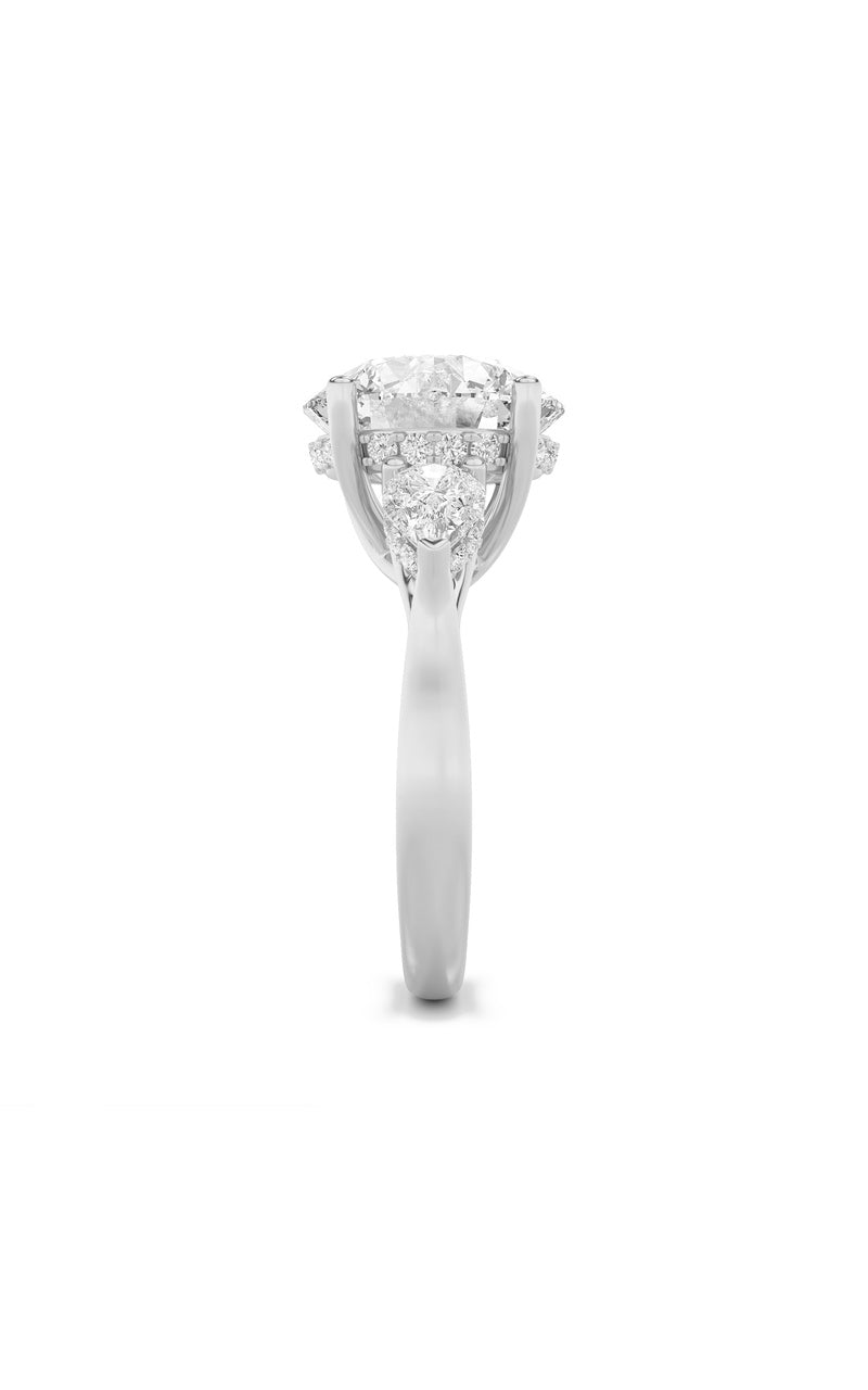 7.25Cttw Round Shaped Lab Grown Diamond (G/VS) Bold Accented Engagement Ring in 14K Gold