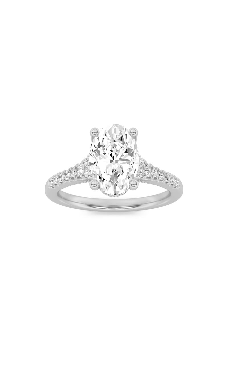 1.5CTW Oval Shaped Lab Grown Diamond (G/VS) Accented Engagement Ring in 14K White Gold