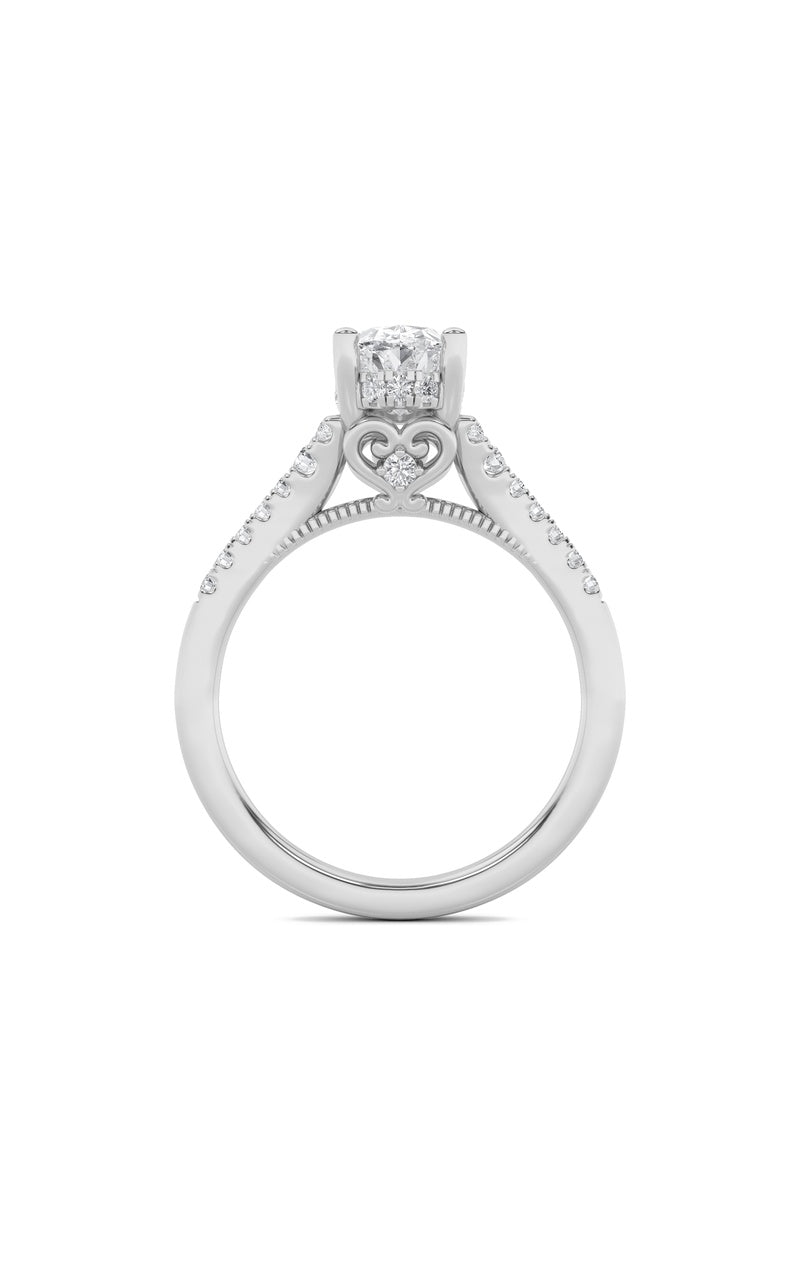 1.5CTW Oval Shaped Lab Grown Diamond (G/VS) Accented Engagement Ring in 14K White Gold