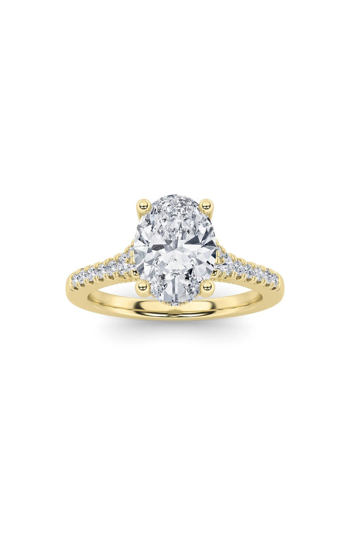 1.5CTW Oval Shaped Lab Grown Diamond (G/VS) Accented Engagement Ring in 14K White Gold
