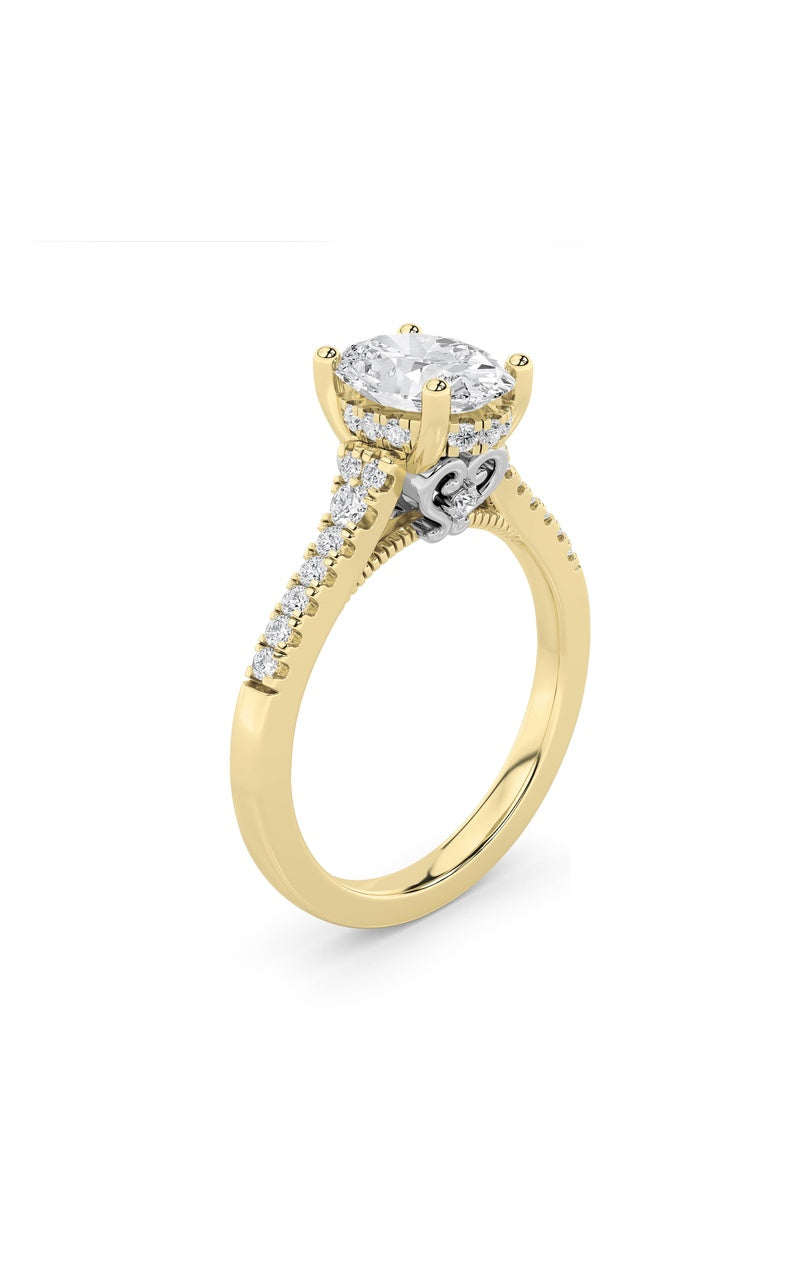 1.5Cttw Oval Shaped Lab Grown Diamond (G/VS) Accented Engagement Ring in 14K White Gold