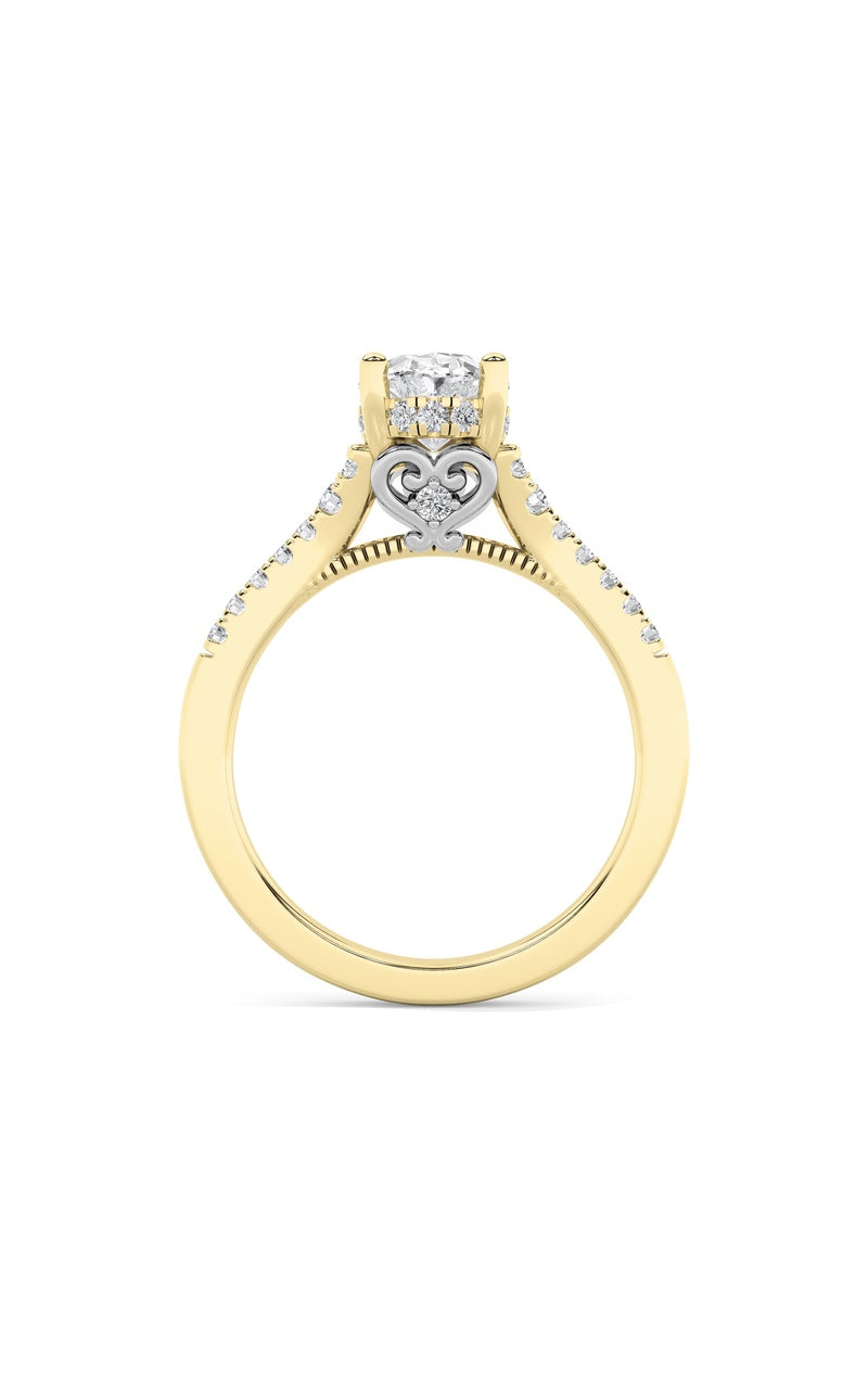 1.5Cttw Oval Shaped Lab Grown Diamond (G/VS) Accented Engagement Ring in 14K White Gold