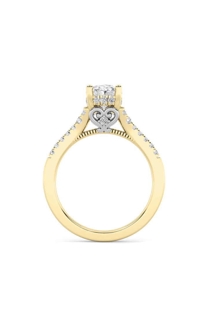 1.5Cttw Oval Shaped Lab Grown Diamond (G/VS) Accented Engagement Ring in 14K White Gold