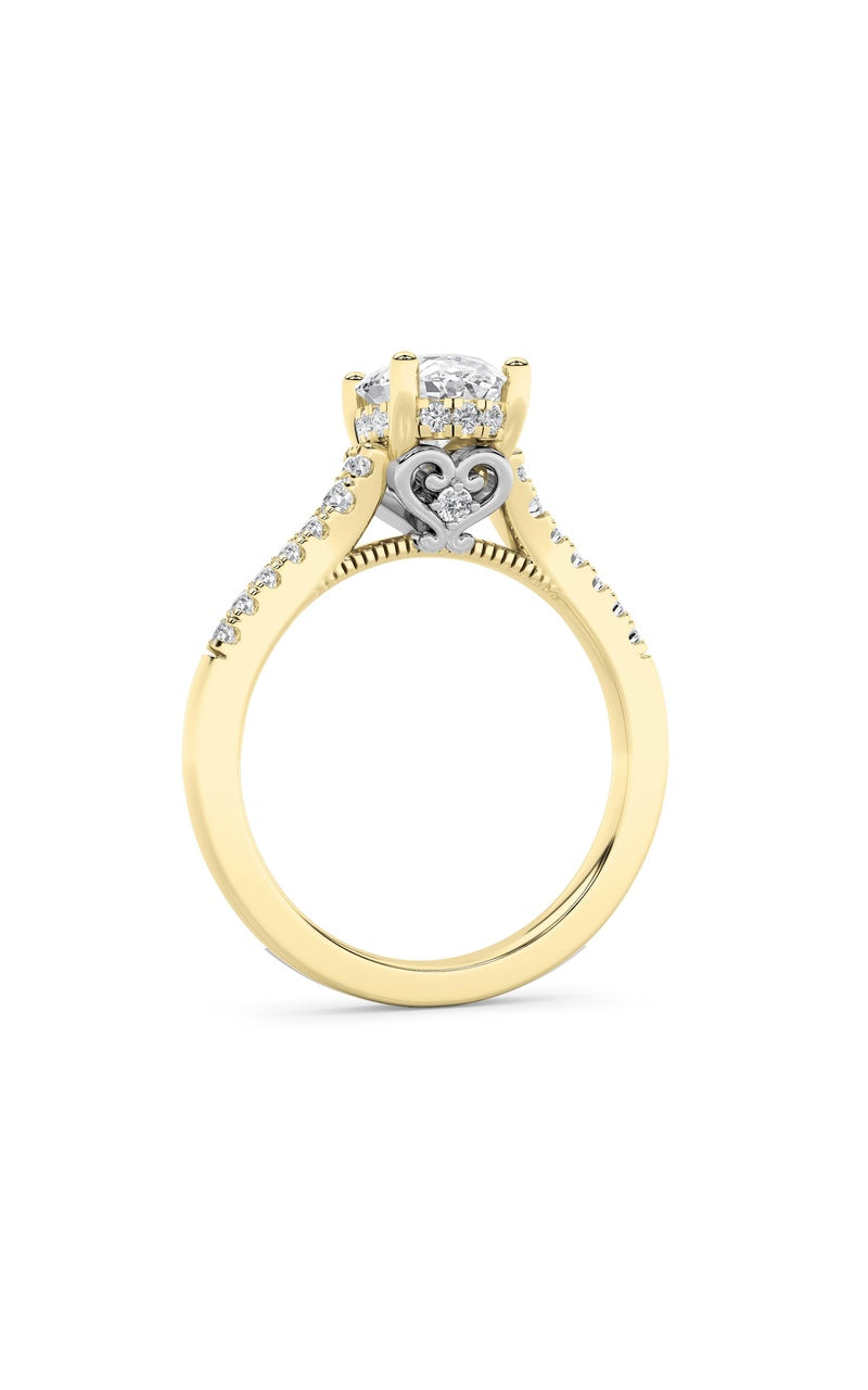 1.5CTW Oval Shaped Lab Grown Diamond (G/VS) Accented Engagement Ring in 14K White Gold