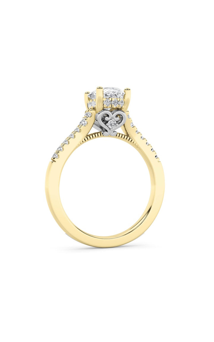 1.5CTW Oval Shaped Lab Grown Diamond (G/VS) Accented Engagement Ring in 14K White Gold