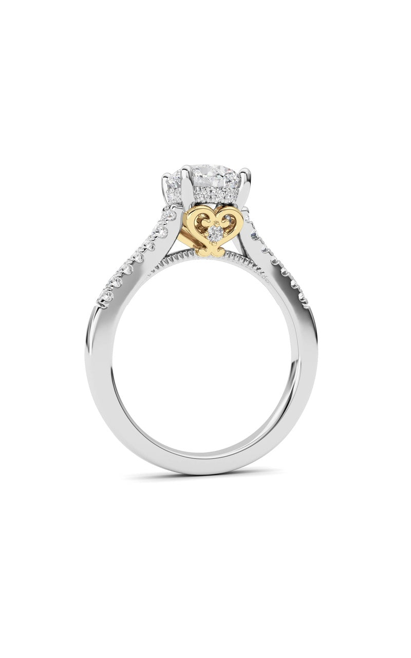 1.5CTW Round Shaped Lab Grown Diamond (F/VS) Accented Two Tone Engagement Ring in 14K Gold