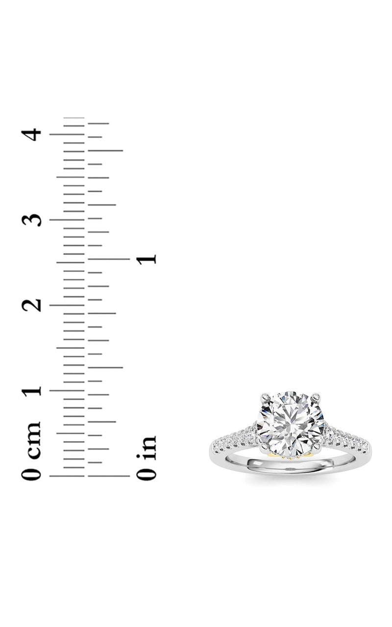 1.5Cttw Round Shaped Lab Grown Diamond (F/VS) Accented Two Tone Engagement Ring in 14K Gold