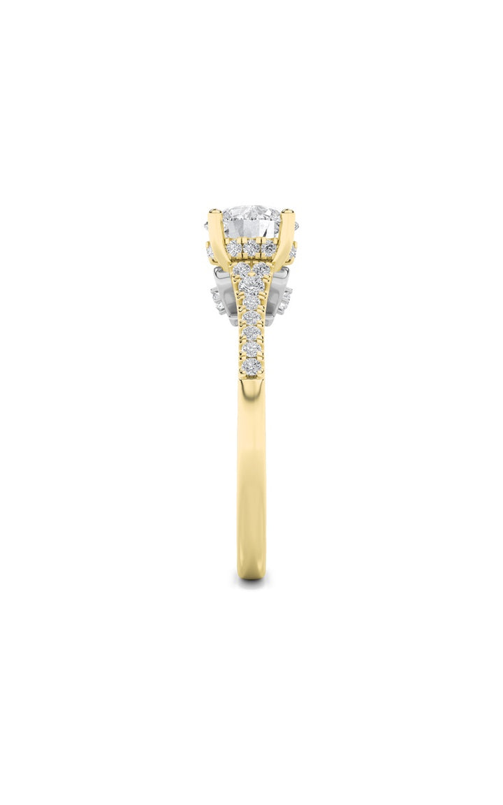 1.5CTW Round Shaped Lab Grown Diamond (F/VS) Accented Two Tone Engagement Ring in 14K Gold
