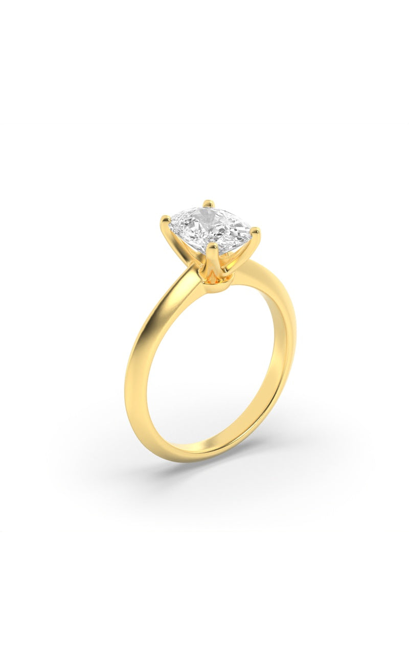 1CTW Elongated Cushion Shaped Lab Grown Diamond (F/VS) Knife Edge Shank Solitaire Engagement Ring in 14K Gold