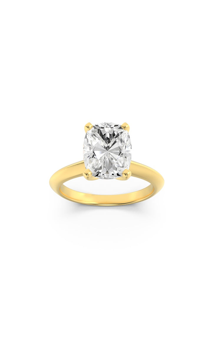 2.5Cttw Elongated Cushion Shaped Lab Grown Diamond (F/VS) Knife Edge Shank Solitaire Engagement Ring in 14K Gold