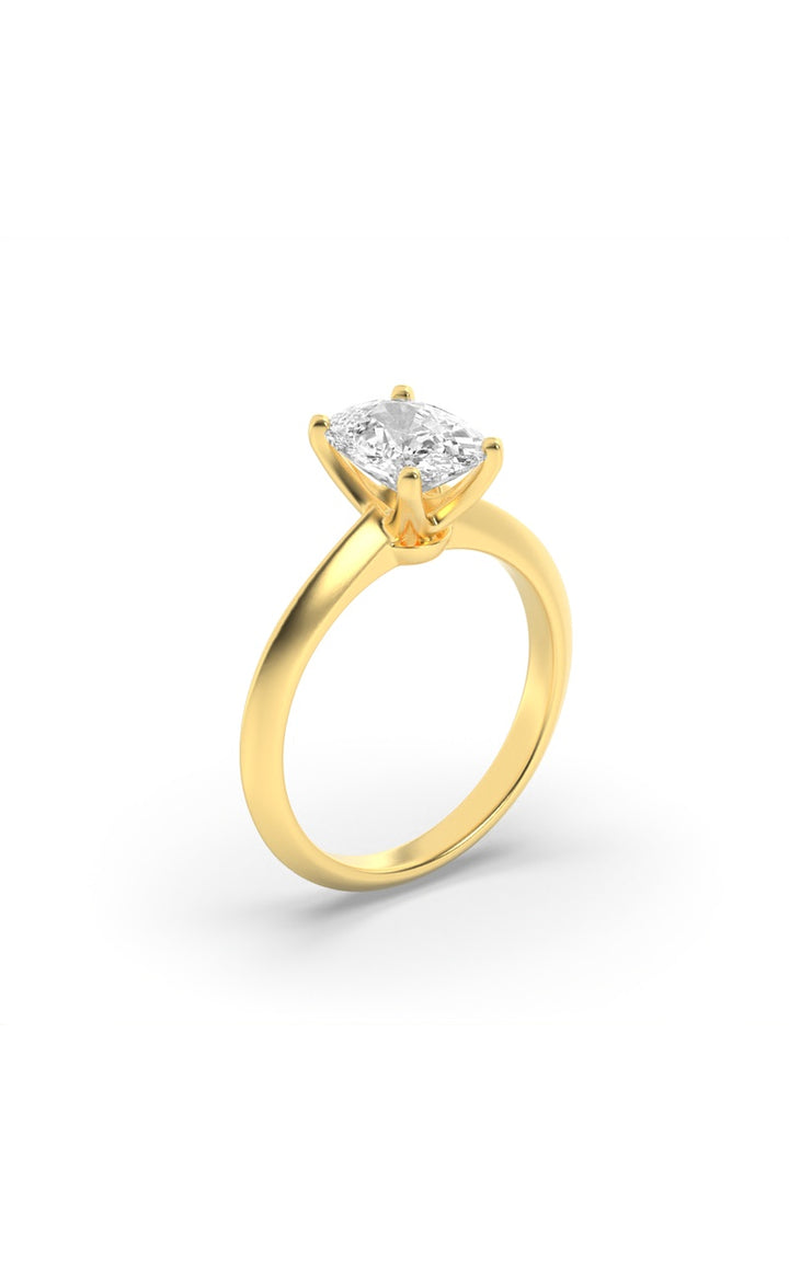 3Cttw Elongated Cushion Shaped Lab Grown Diamond (F/VS) Knife Edge Shank Solitaire Engagement Ring in 14K Gold