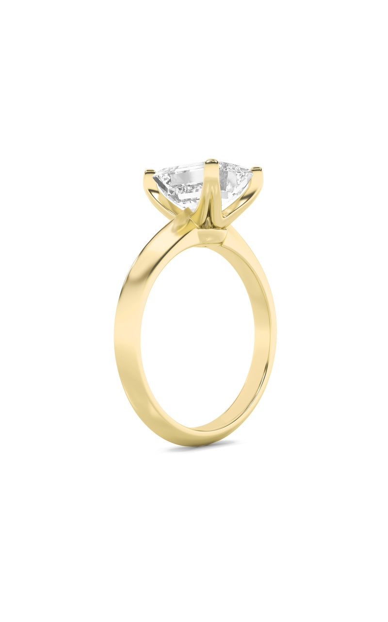 1Cttw Emerald Shaped Lab Grown Diamond (F/VS) Knife Edge Shank Solitaire Engagement Ring in 14K Gold