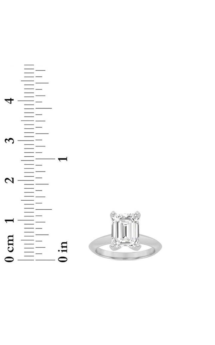 2.5Cttw Emerald Shaped Lab Grown Diamond (F/VS) Knife Edge Shank Solitaire Engagement Ring in 14K Gold