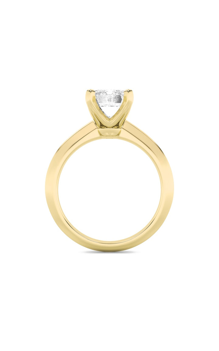 2.5Cttw Emerald Shaped Lab Grown Diamond (F/VS) Knife Edge Shank Solitaire Engagement Ring in 14K Gold