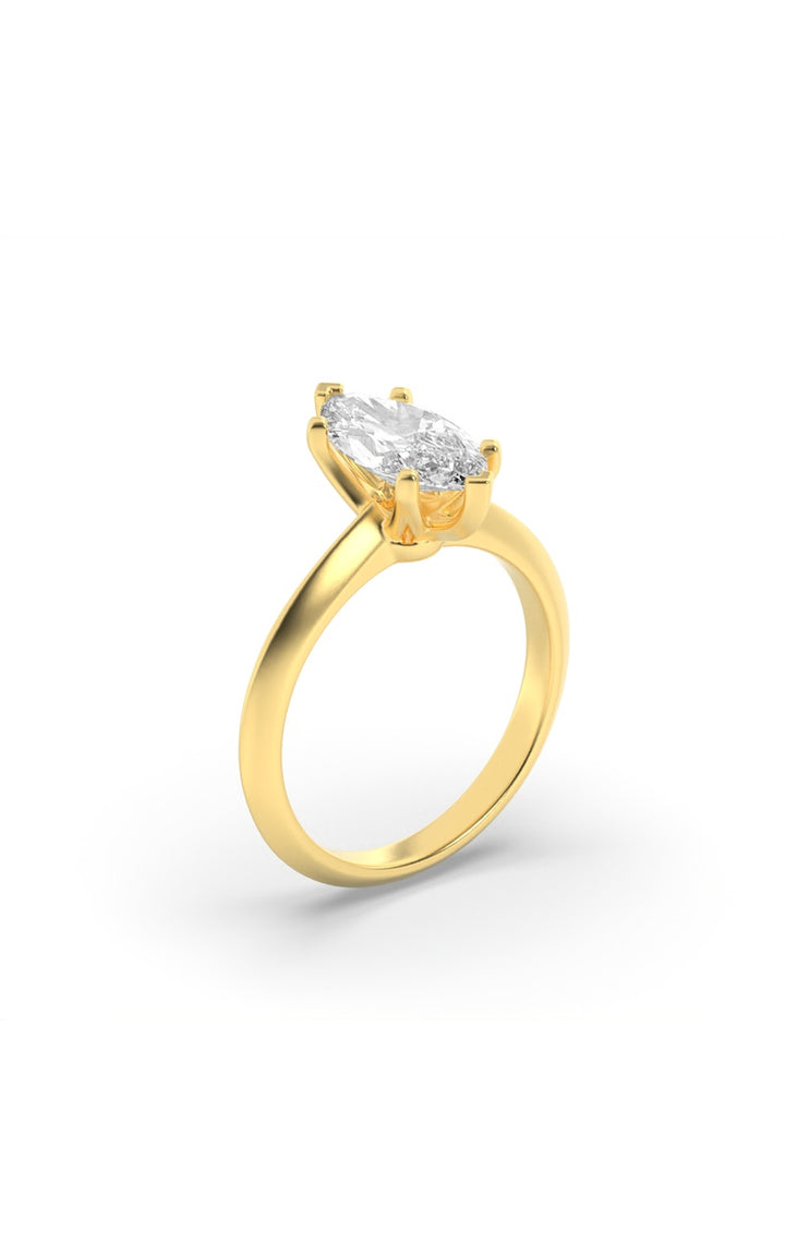 1Cttw Marquise Shaped Lab Grown Diamond (F/VS) Knife Edge Shank Solitaire Engagement Ring in 14K Gold