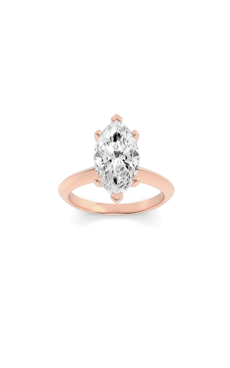 2Cttw Marquise Shaped Lab Grown Diamond (G/VS) Knife Edge Shank Solitaire Engagement Ring in 14K Gold