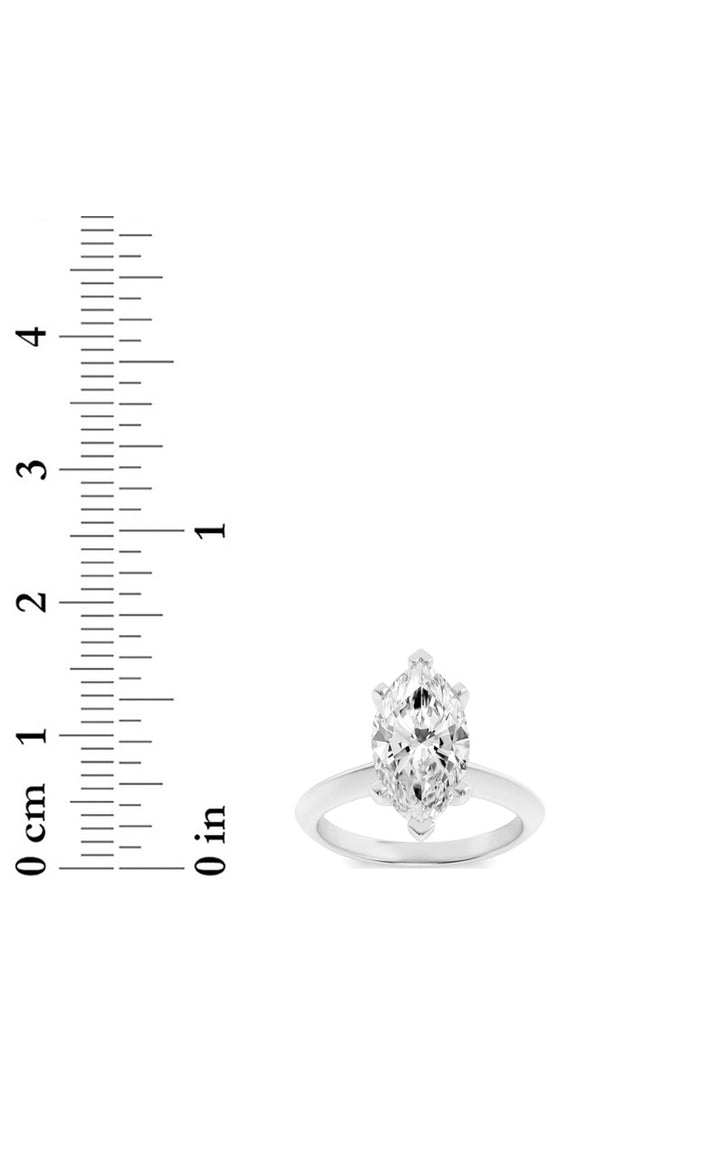 2.5Cttw Marquise Shaped Lab Grown Diamond (F/VS) Knife Edge Shank Solitaire Engagement Ring in 14K Gold