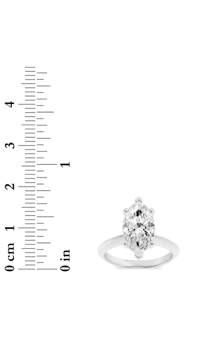 3Cttw Marquise Shaped Lab Grown Diamond (F/VS) Knife Edge Shank Solitaire Engagement Ring in 14K Gold
