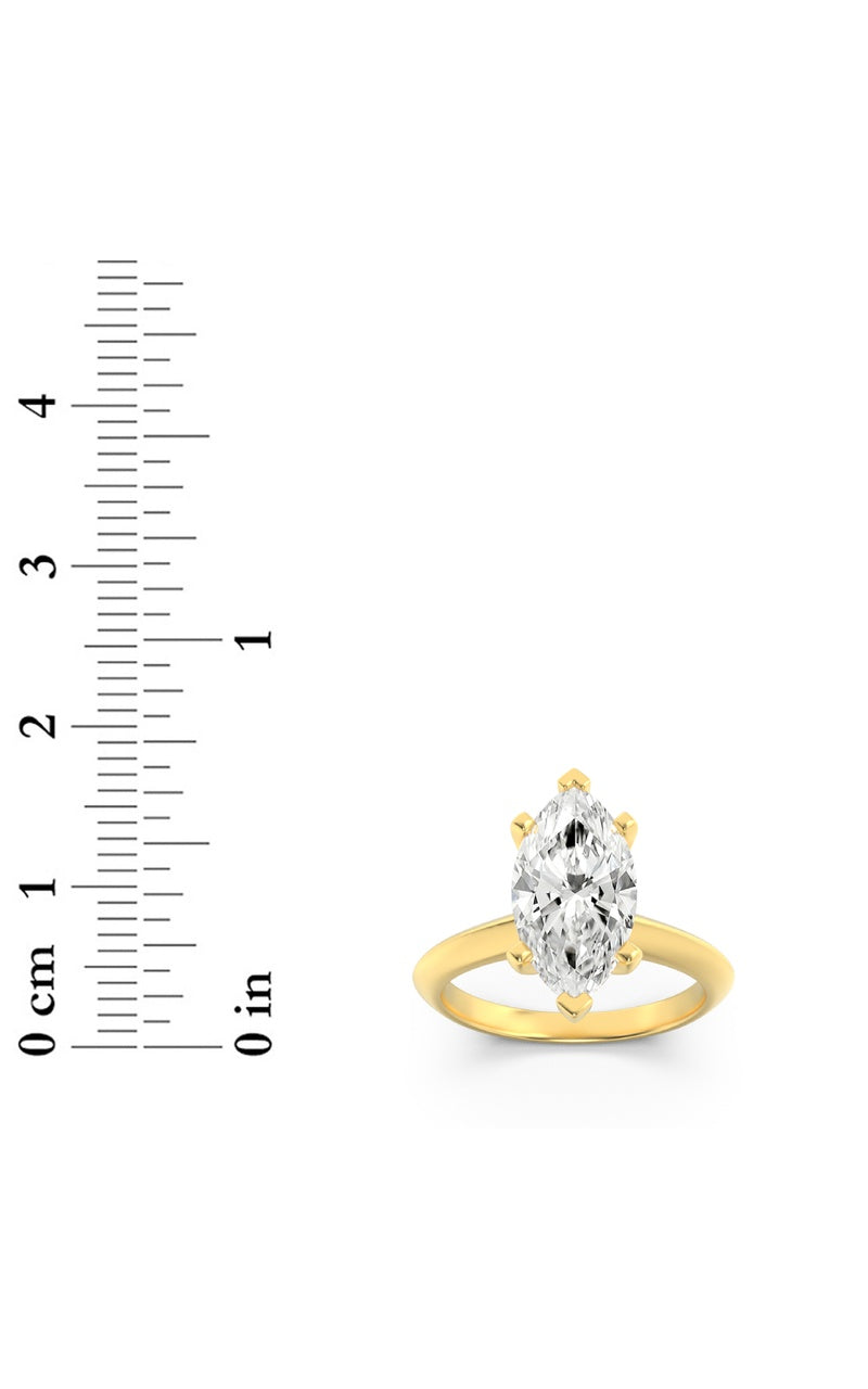 3Cttw Marquise Shaped Lab Grown Diamond (F/VS) Knife Edge Shank Solitaire Engagement Ring in 14K Gold