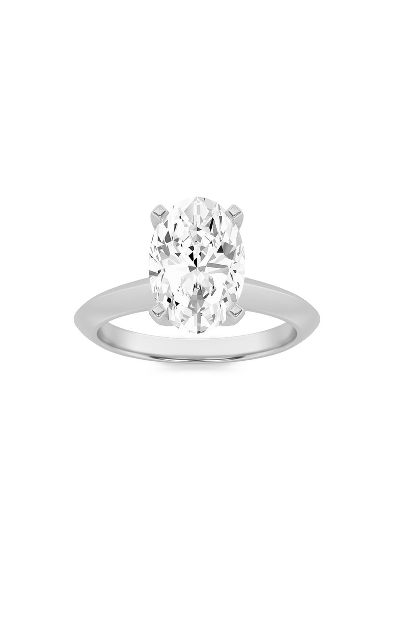 2Cttw Oval Shaped Lab Grown Diamond (F/VS) Knife Edge Shank Solitaire Engagement Ring in 14K Gold