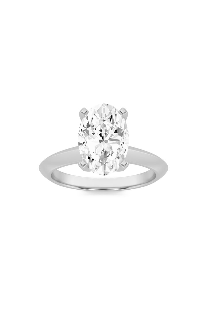 2Cttw Oval Shaped Lab Grown Diamond (F/VS) Knife Edge Shank Solitaire Engagement Ring in 14K Gold
