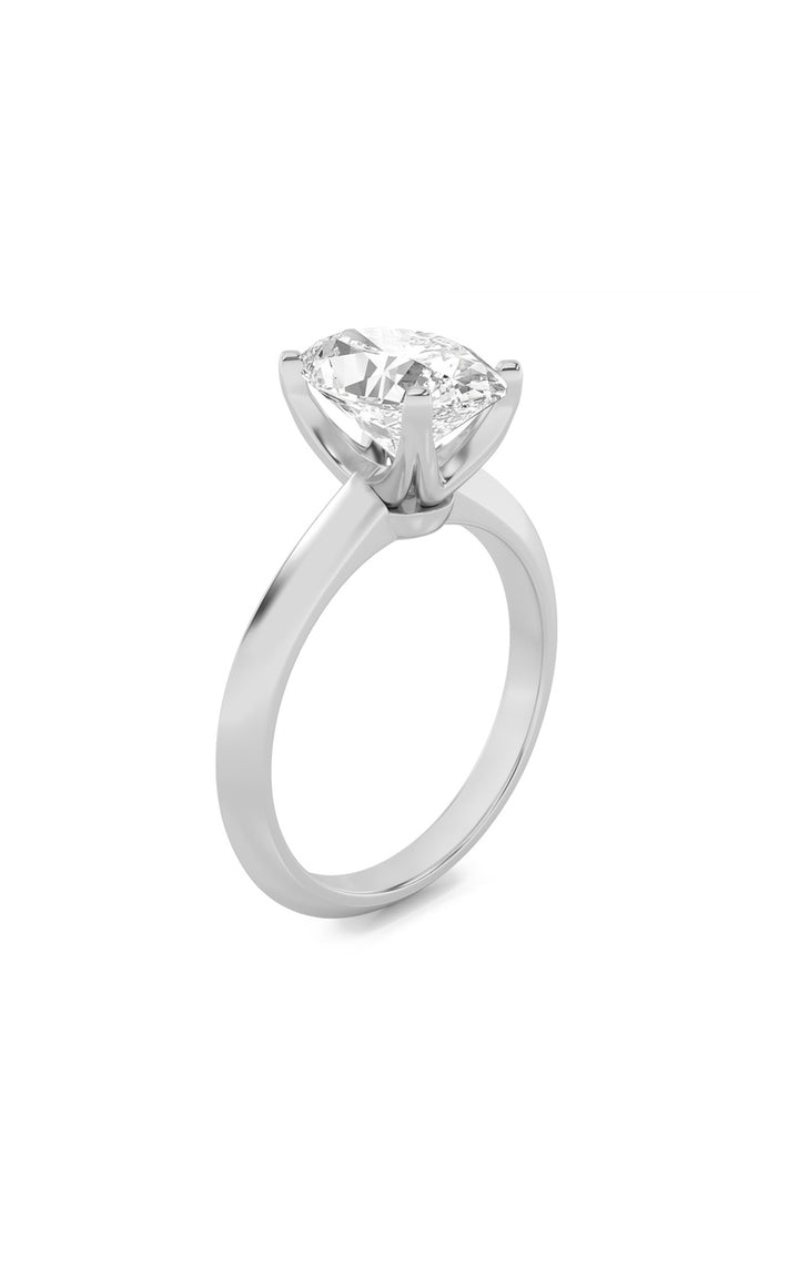 2Cttw Oval Shaped Lab Grown Diamond (F/VS) Knife Edge Shank Solitaire Engagement Ring in 14K Gold