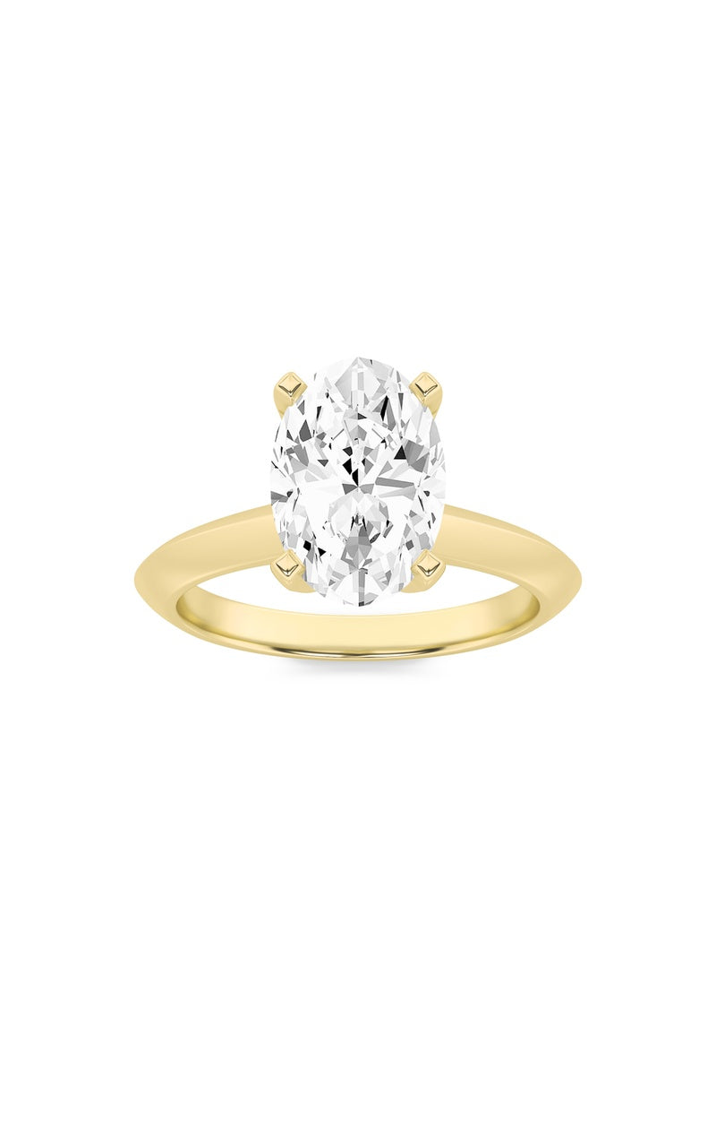 2Cttw Oval Shaped Lab Grown Diamond (F/VS) Knife Edge Shank Solitaire Engagement Ring in 14K Gold