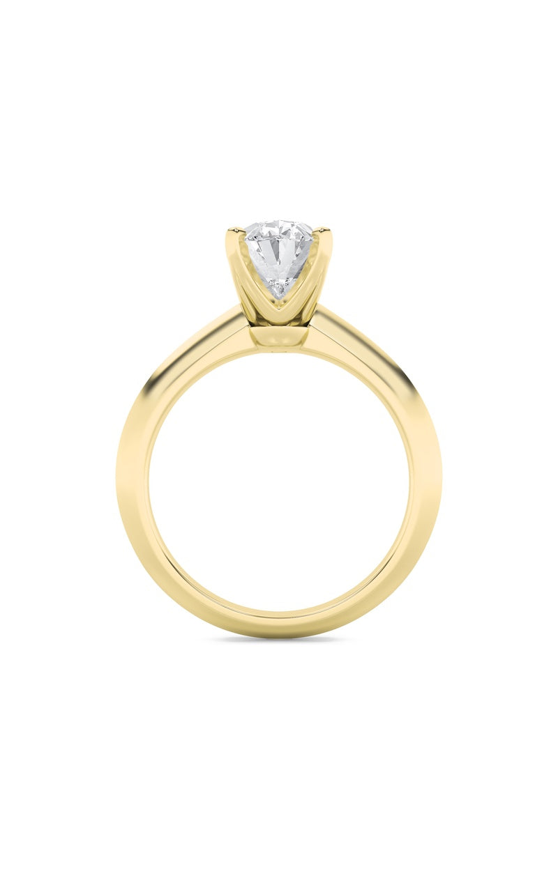 2Cttw Oval Shaped Lab Grown Diamond (F/VS) Knife Edge Shank Solitaire Engagement Ring in 14K Gold