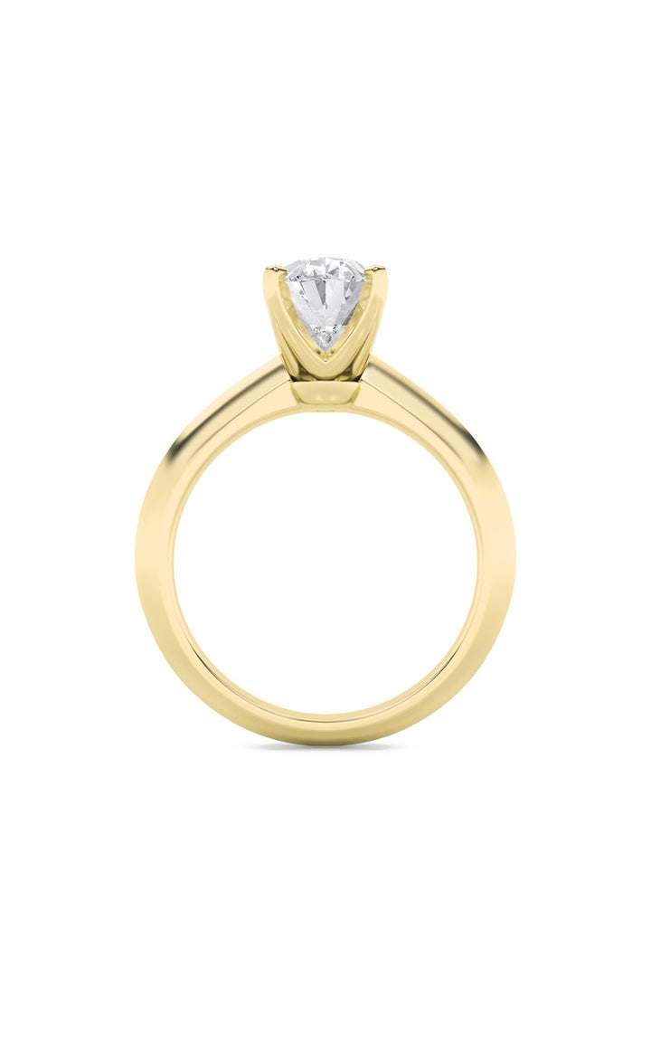 2Cttw Oval Shaped Lab Grown Diamond (F/VS) Knife Edge Shank Solitaire Engagement Ring in 14K Gold