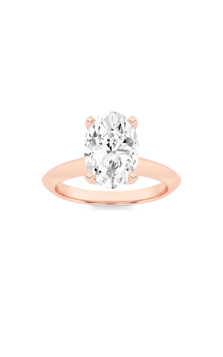 2Cttw Oval Shaped Lab Grown Diamond (F/VS) Knife Edge Shank Solitaire Engagement Ring in 14K Gold