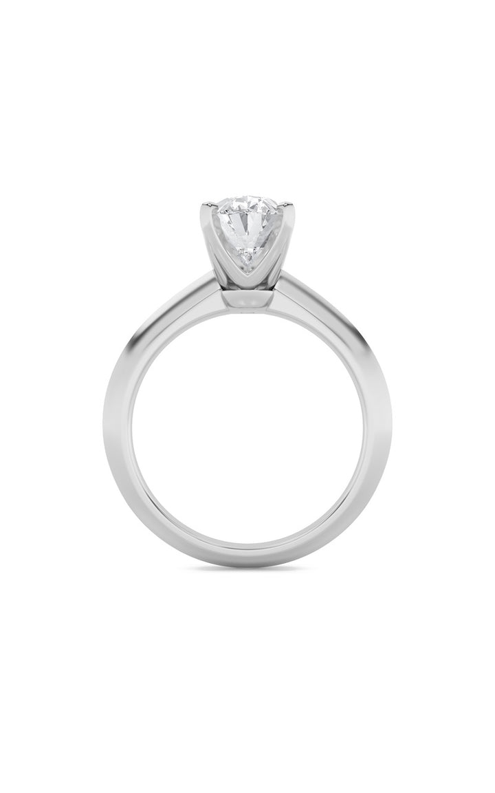 3Cttw Oval Shaped Lab Grown Diamond (F/VS) Knife Edge Shank Solitaire Engagement Ring in 14K Gold