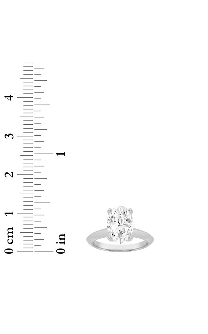 3CTW Oval Shaped Lab Grown Diamond (F/VS) Knife Edge Shank Solitaire Engagement Ring in 14K Gold