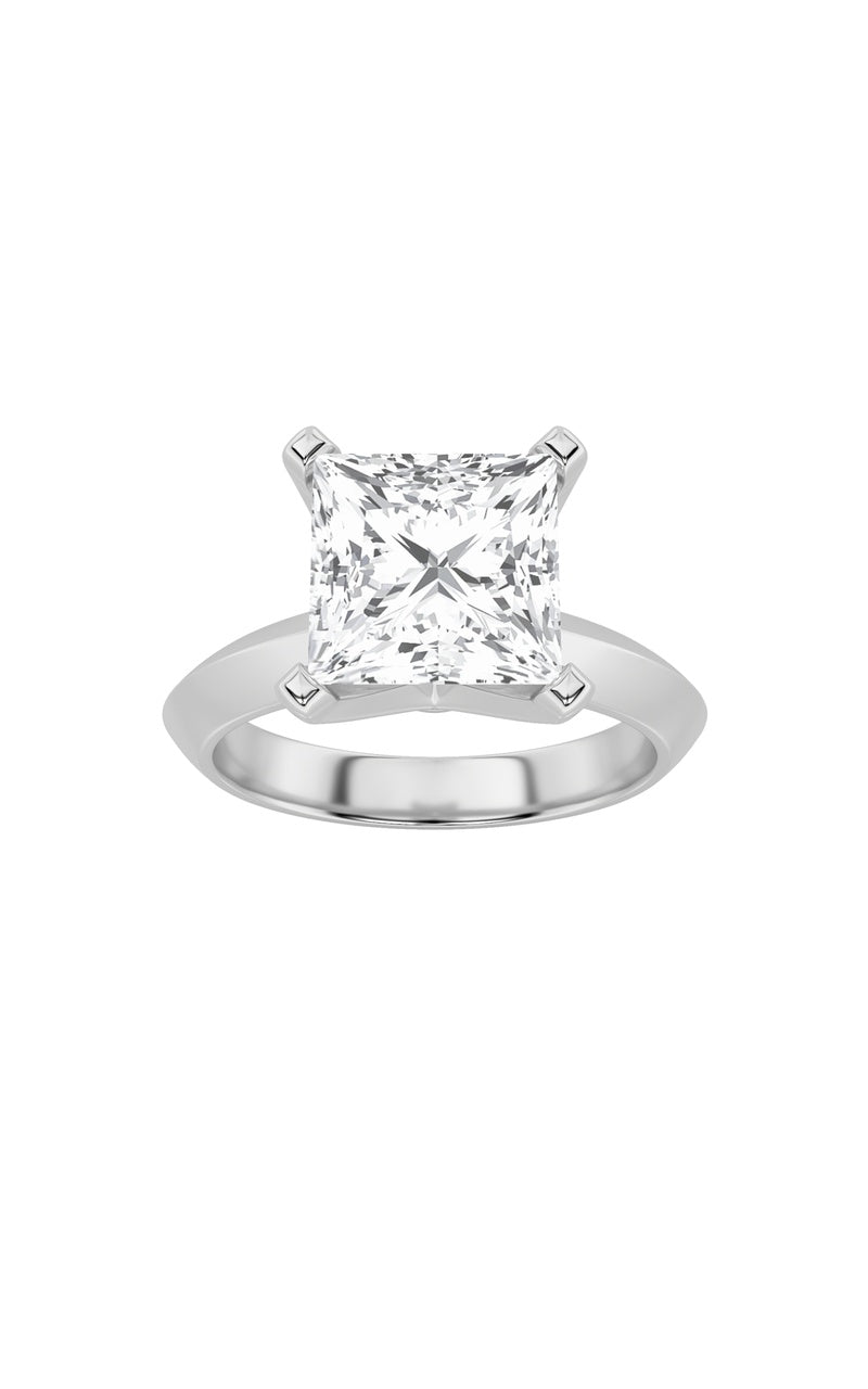 1Cttw Princess Shaped Lab Grown Diamond (F/VS) Knife Edge Shank Solitaire Engagement Ring in 14K Gold