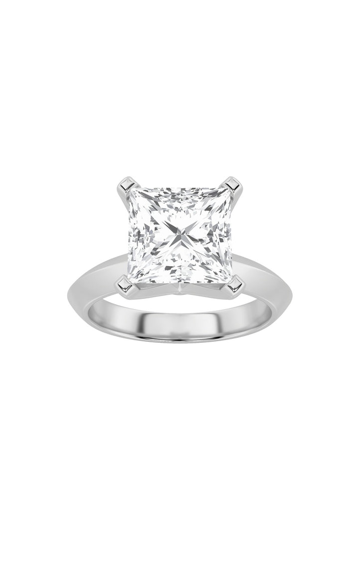 1Cttw Princess Shaped Lab Grown Diamond (F/VS) Knife Edge Shank Solitaire Engagement Ring in 14K Gold