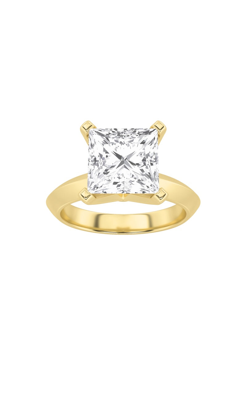 1Cttw Princess Shaped Lab Grown Diamond (F/VS) Knife Edge Shank Solitaire Engagement Ring in 14K Gold
