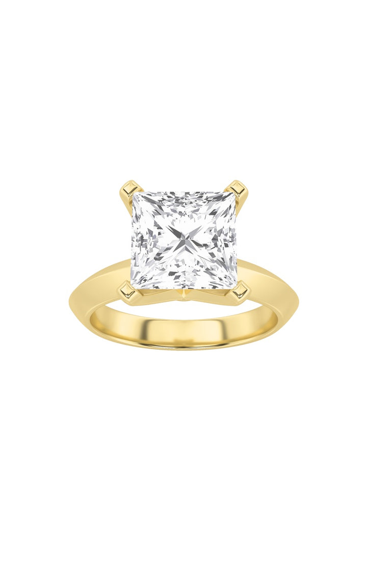 1Cttw Princess Shaped Lab Grown Diamond (F/VS) Knife Edge Shank Solitaire Engagement Ring in 14K Gold